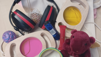 A collection of sensory backpacks at Cannon Hall Museum.