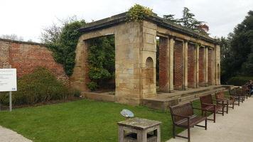 Pinery. An ornate stone building with colonnades formerly used for growing pineapples.