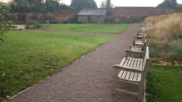 Benches in walled garden 