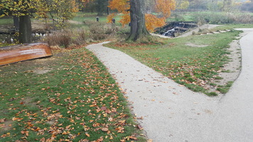 Wheelchair access path to the cascades. A path missing out the steps down to the mini waterfall in the Georgian Lakes.